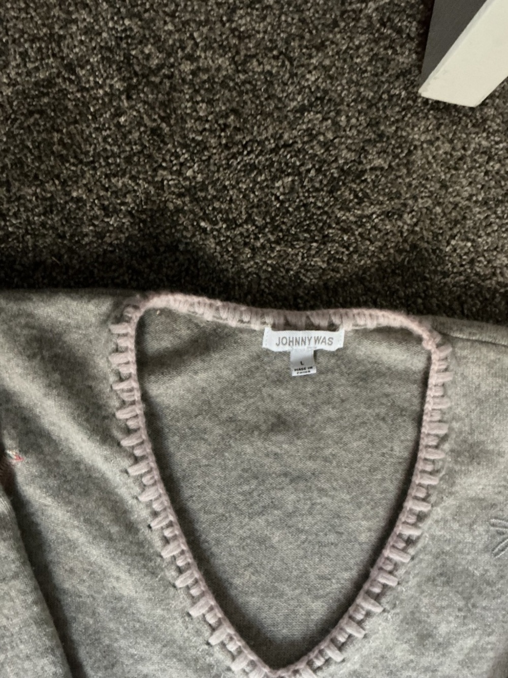 Johnny Was Cashmere Gray Sweater with Embroidery Size L - Picture 16 of 16